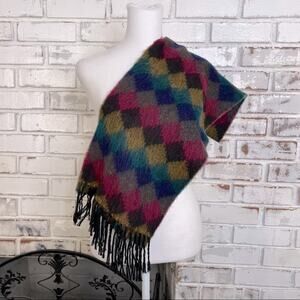 Vintage 80s New York Studio Jewel Pink Mustard Blue Teal Diamond Tone Scarf